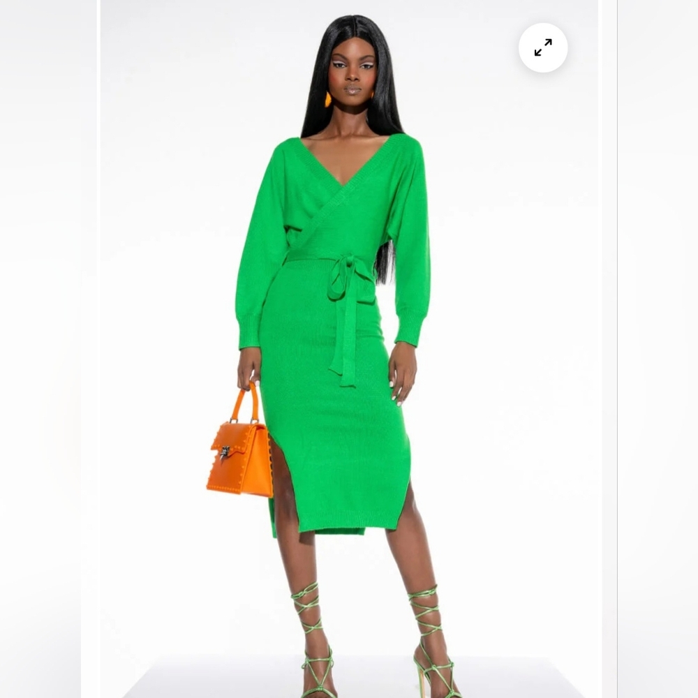 AKIRA CLASSY WRAP TOP SWEATER MIDI DRESS SIZE  SMALL NWT